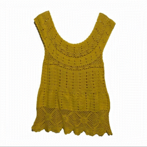 MUSTARD yellow crochet top vest great layering piece for fall whimsigoth